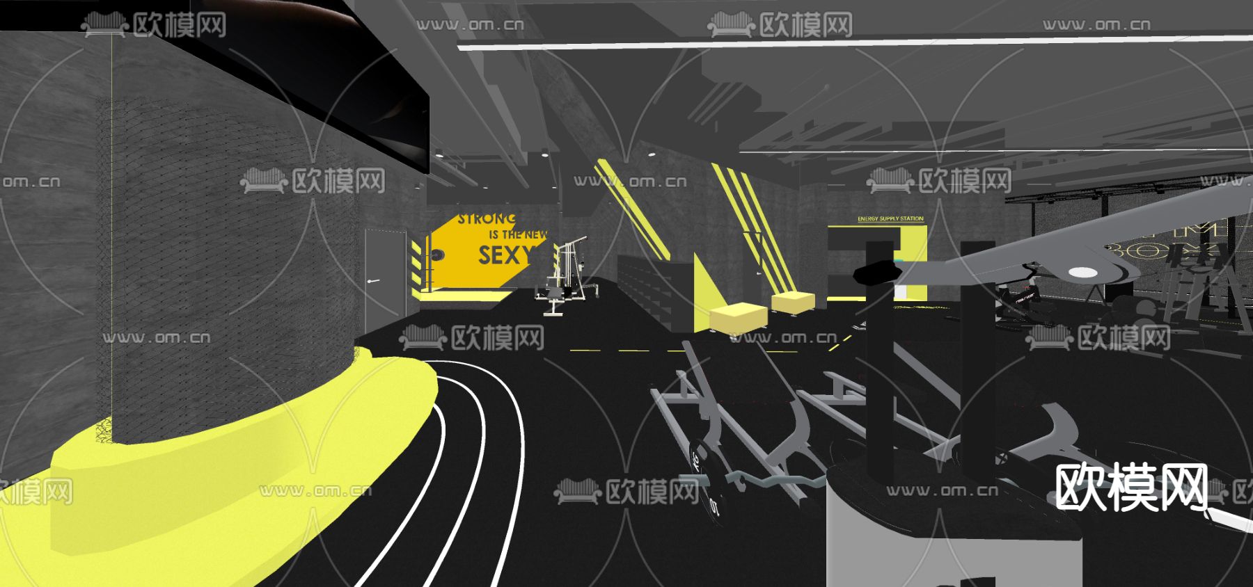 现代健身房su模型下载（渲染图4）