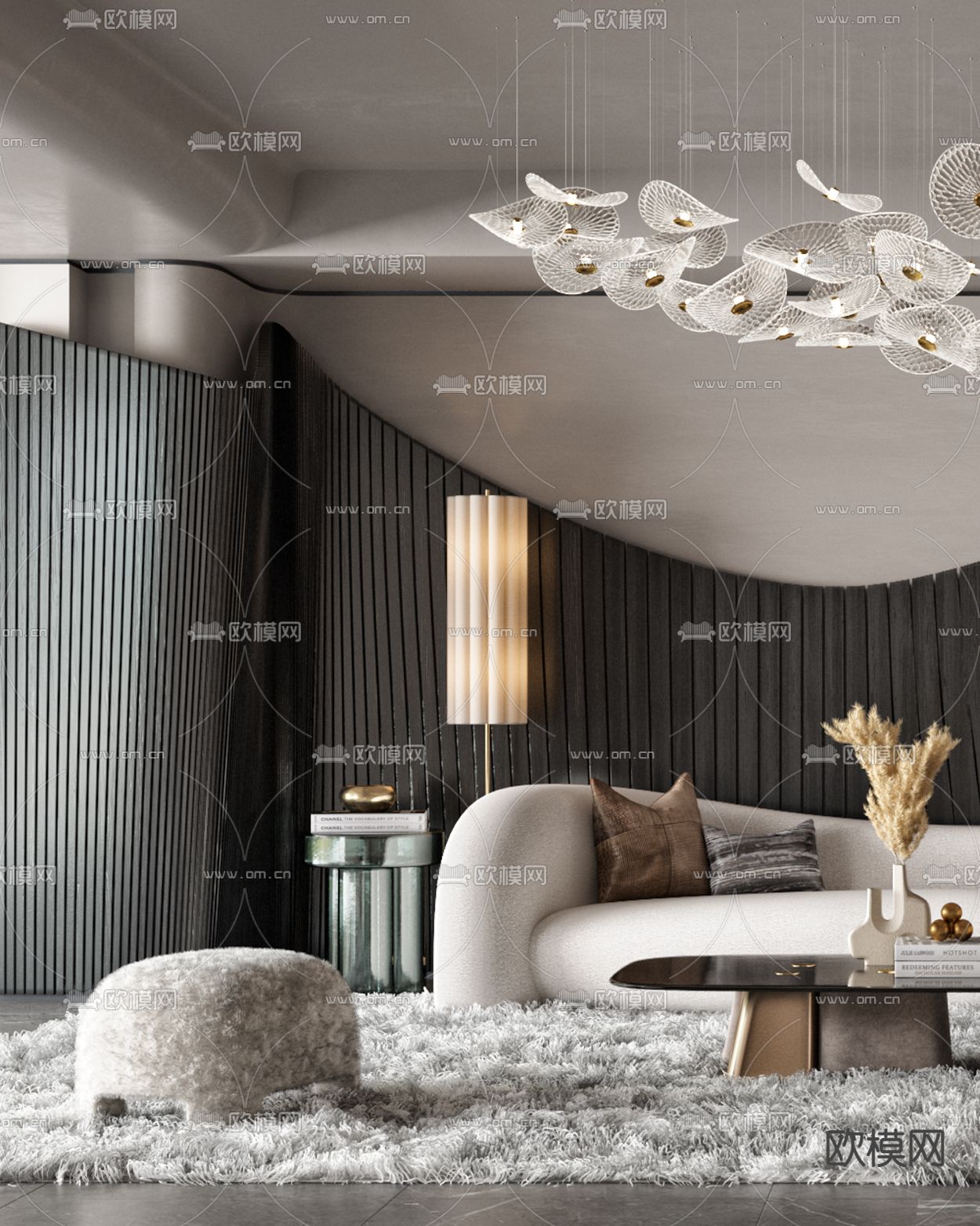 Molteni&C 现代弧形沙发组合3d模型