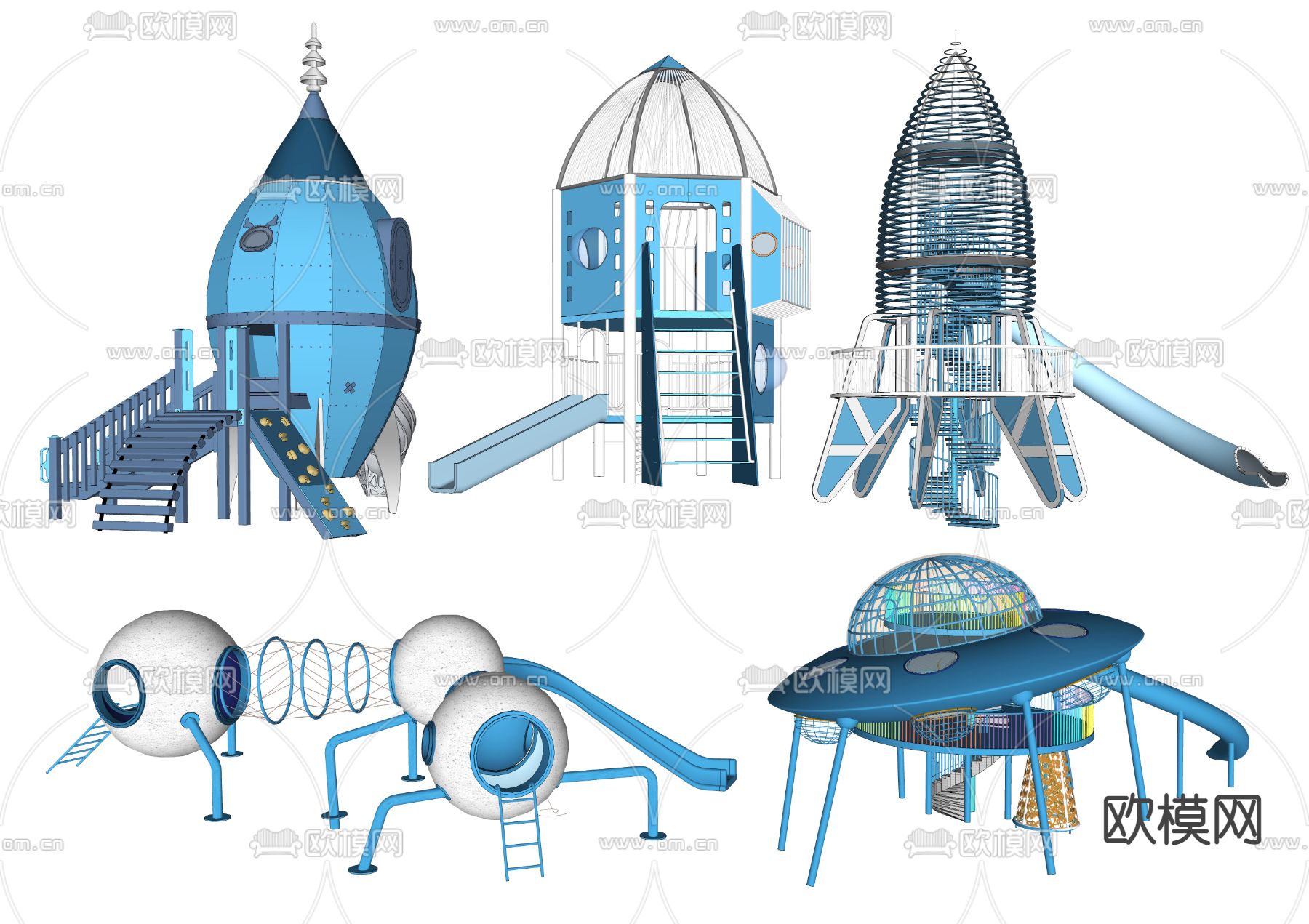 现代儿童滑梯设施su模型下载
