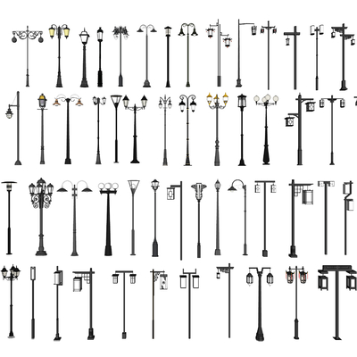 新中式路灯户外灯su模型 