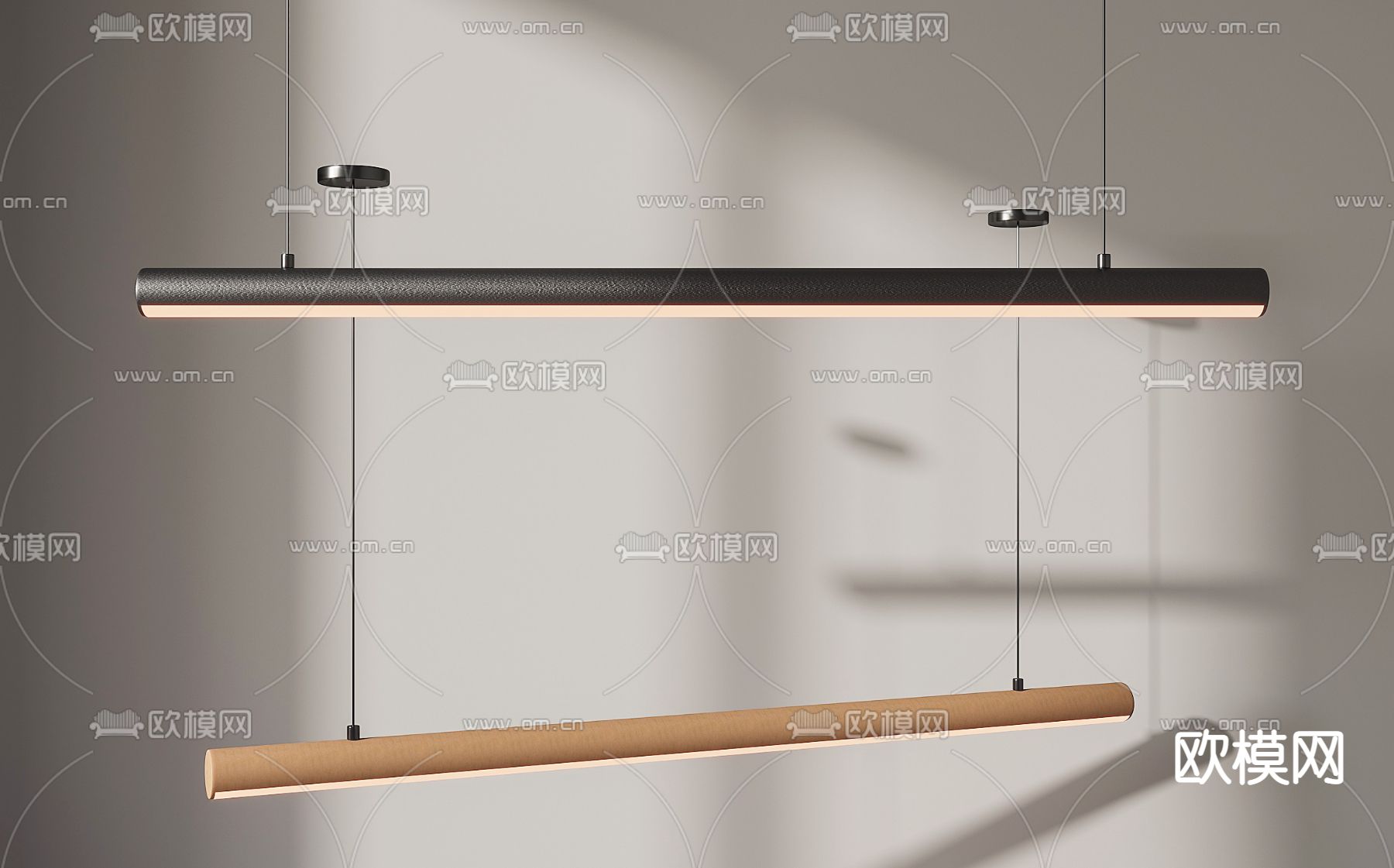 现代轻奢条形吊灯3d模型下载
