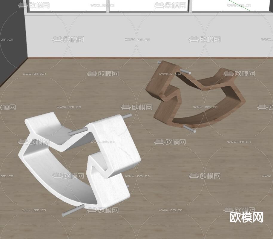 现代木马儿童椅su模型