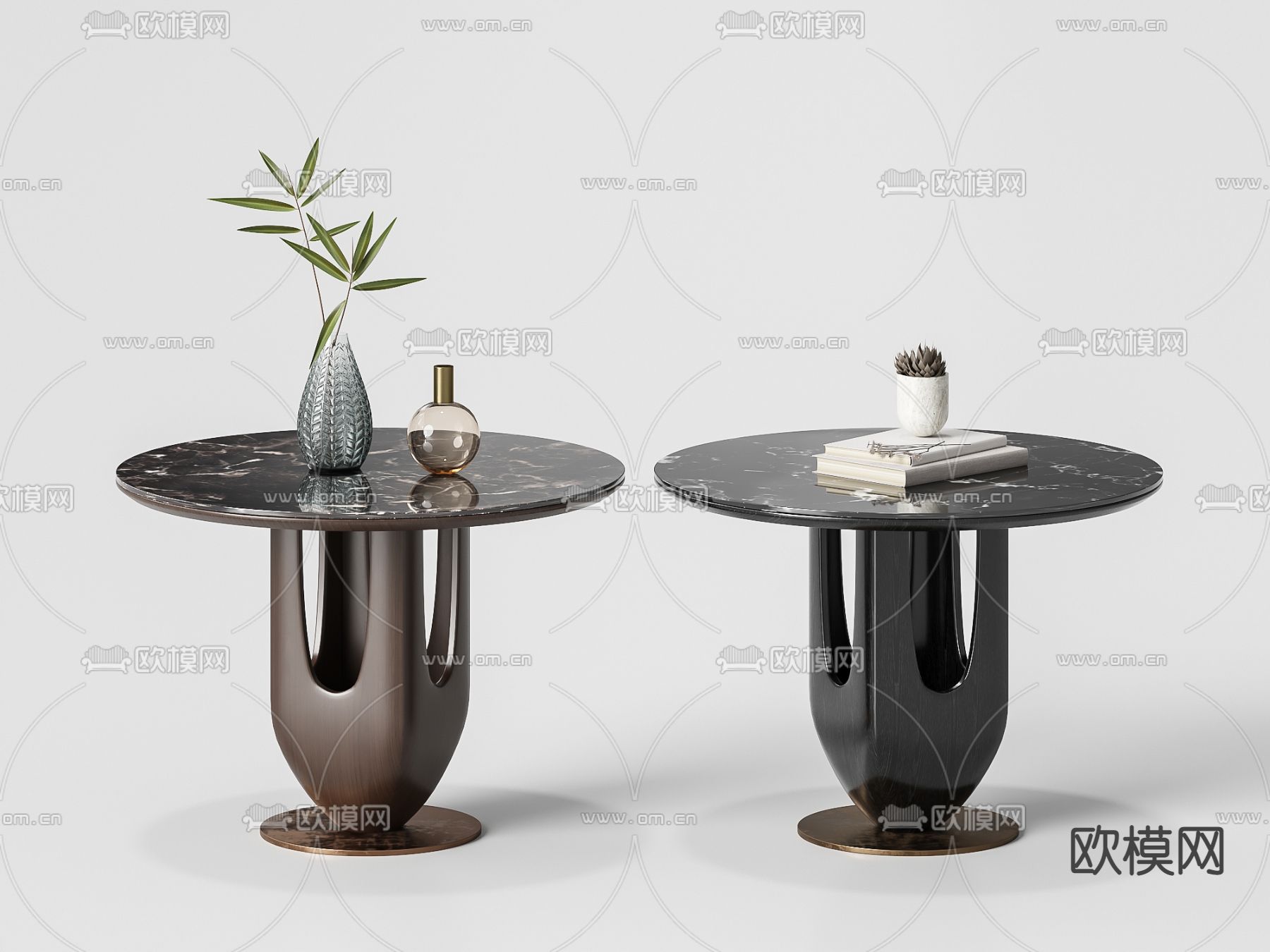 现代大理石边几圆几3d模型下载