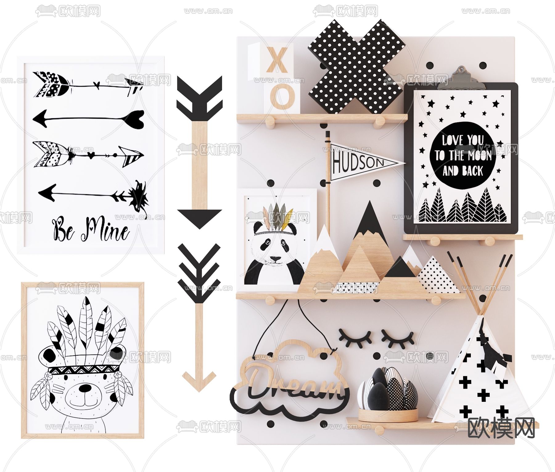 自然风儿童房饰品摆件3d模型下载