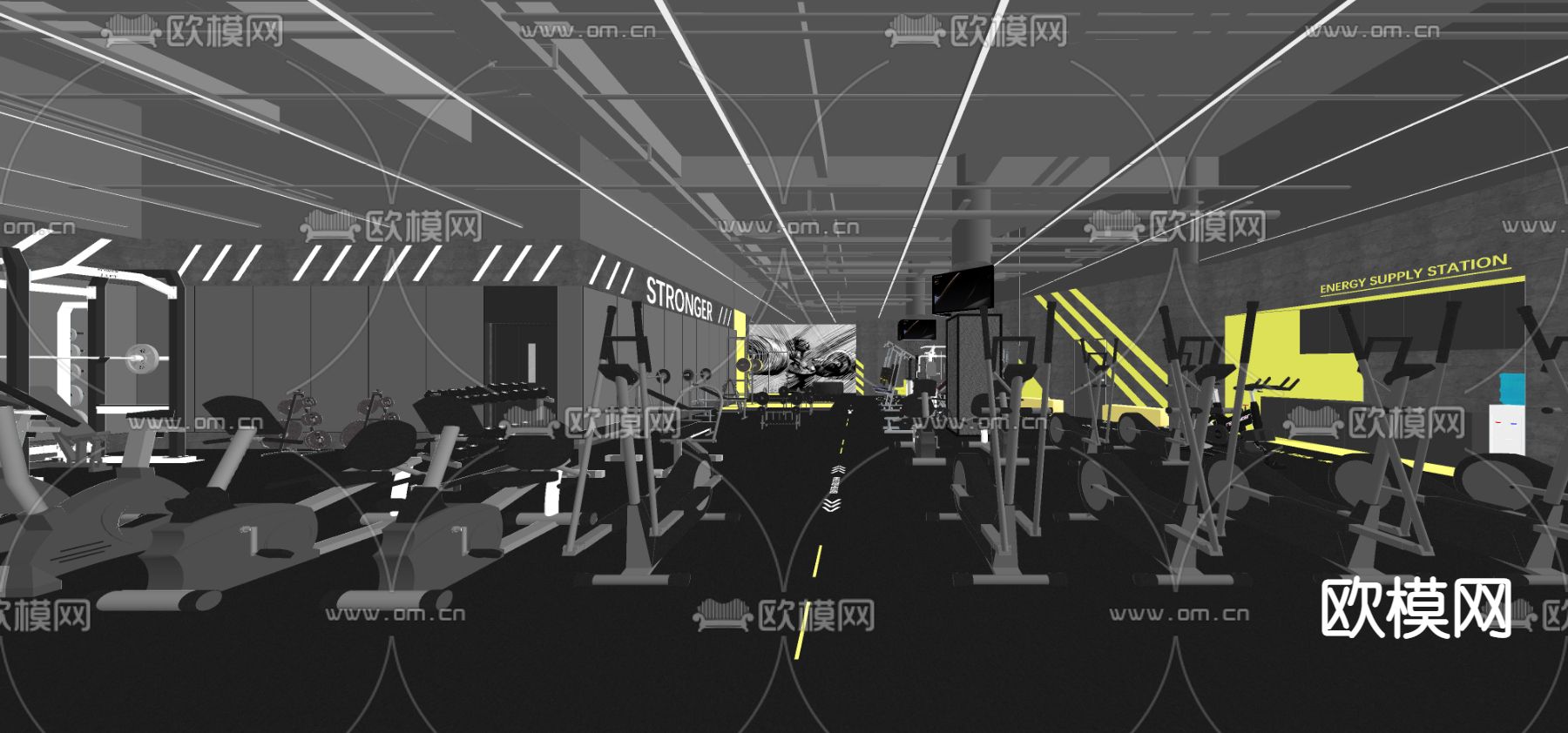 现代健身房su模型下载（渲染图3）