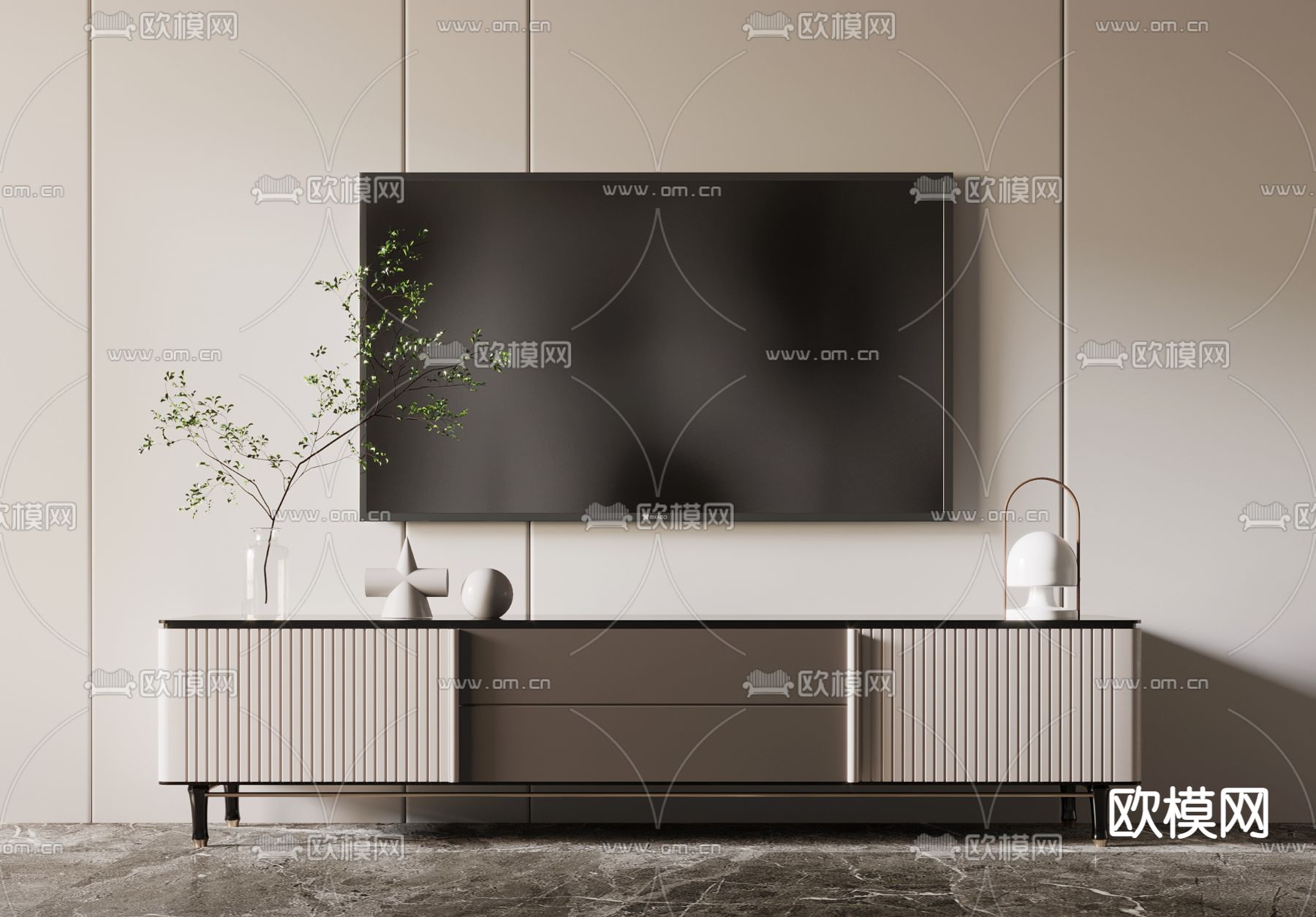 现代轻奢电视柜3d模型下载