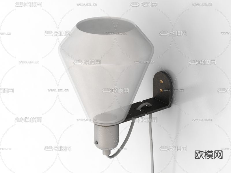 现代简约铁艺玻璃壁灯免费3d模型下载