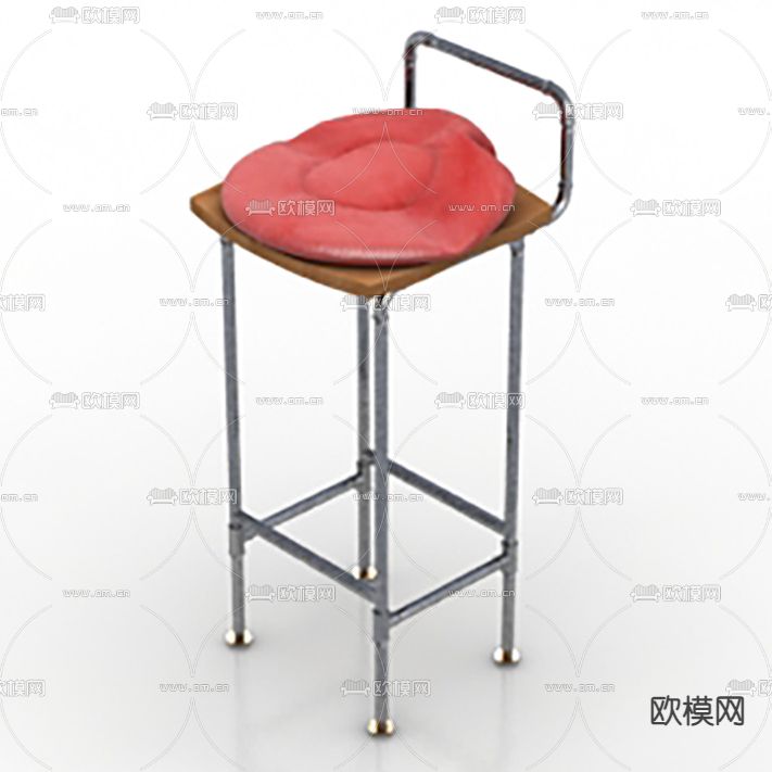 工业风水管实木吧台椅免费3d模型下载