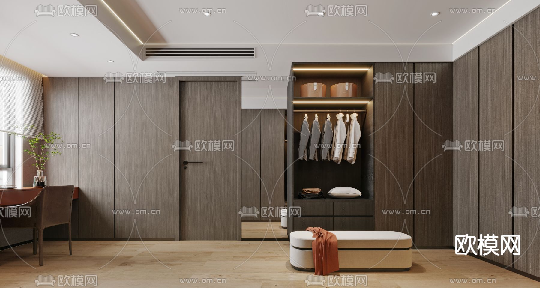 现代衣帽间3d模型下载（渲染图2）