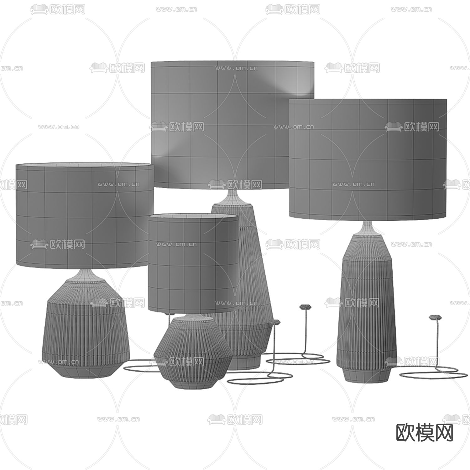 侘寂布艺台灯3d模型下载（渲染图2）