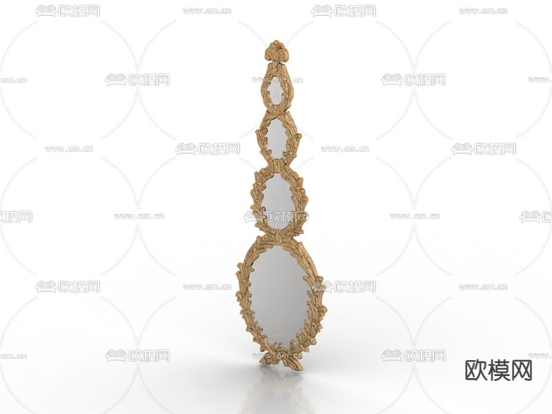 欧式古典雕花玻璃装饰落地灯免费3d模型下载