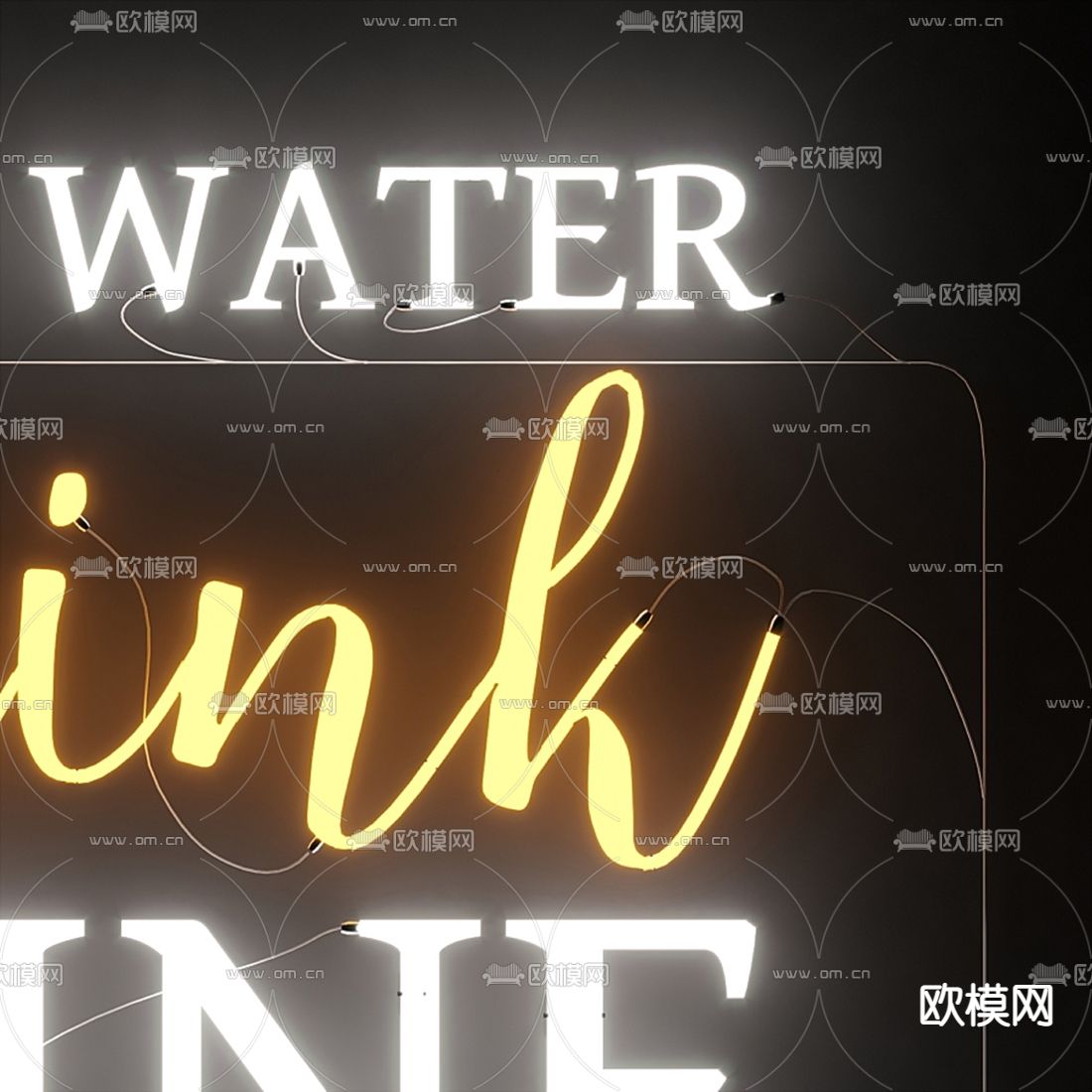 现代酒吧广告壁灯3d模型下载（渲染图2）