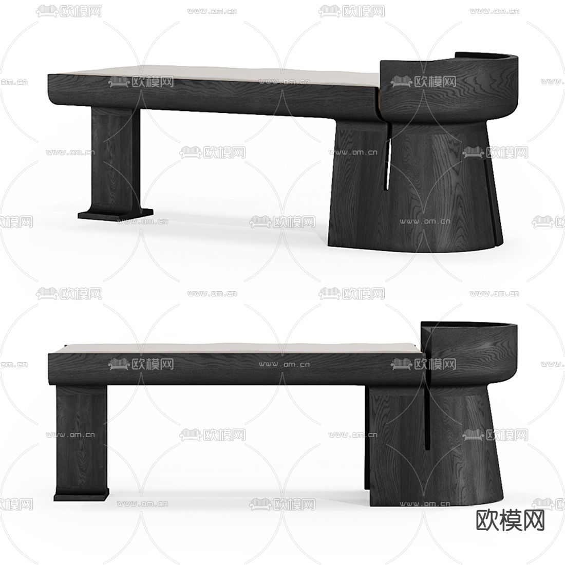 Cor 现代实木户外长椅3d模型下载（渲染图1）
