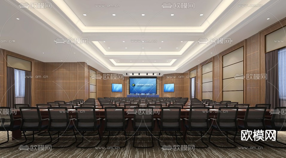 现代多功能会议室免费3d模型下载_ID11971229_3dmax免费模型-欧模网