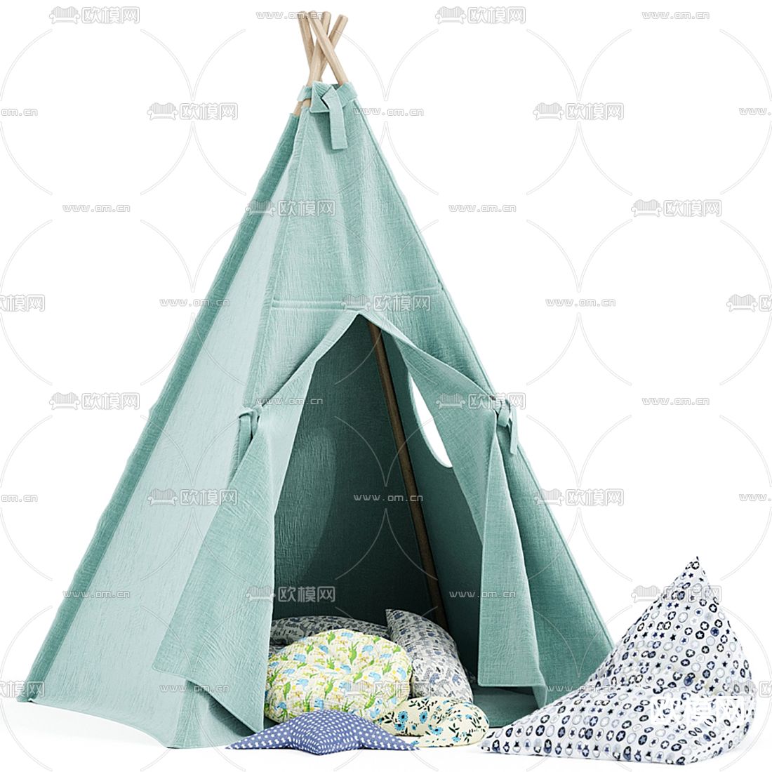 现代儿童帐篷3d模型下载（渲染图1）