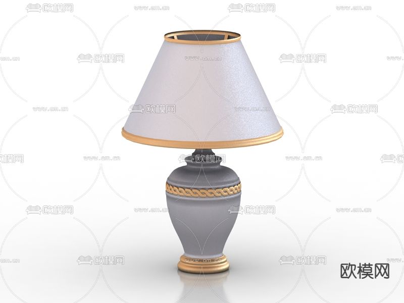 简欧陶瓷雕花描金台灯免费3d模型下载