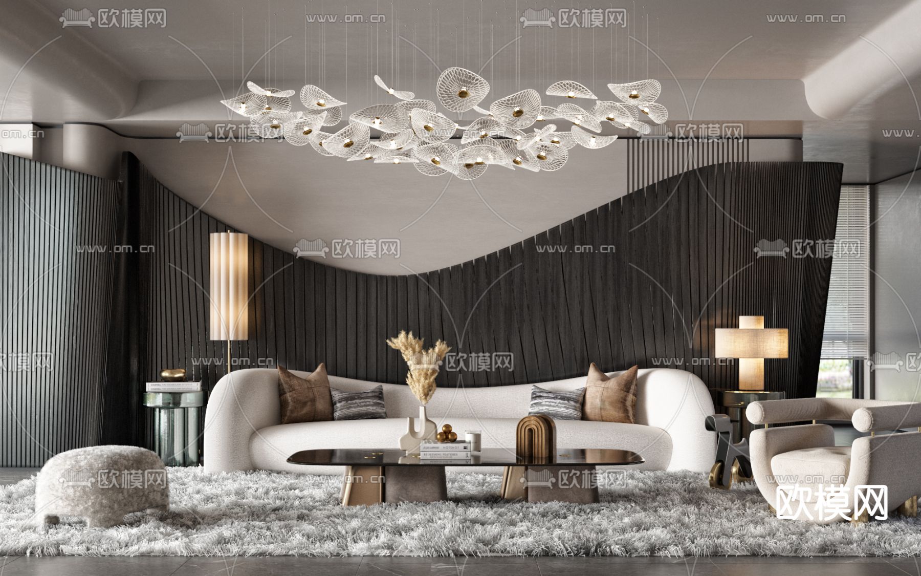 Molteni&C 现代弧形沙发组合3d模型