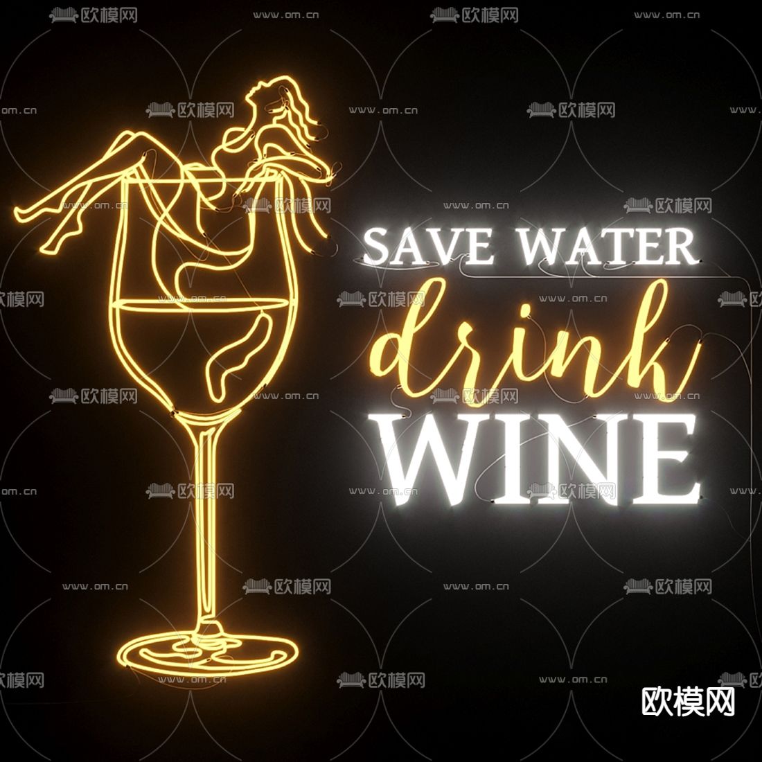 现代酒吧广告壁灯3d模型下载（渲染图1）