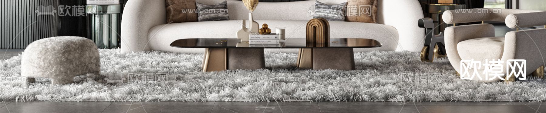 Molteni&C 现代弧形沙发组合3d模型