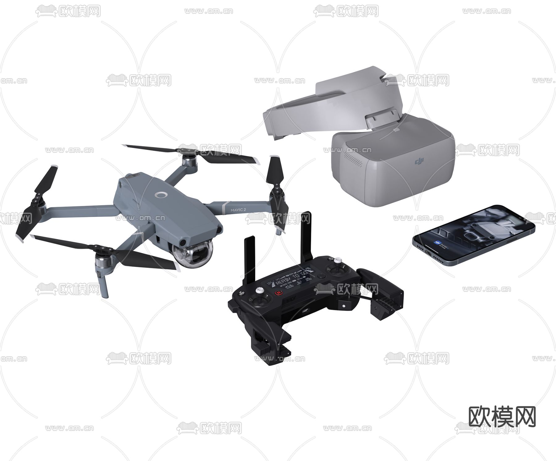 现代智能无人机VR遥控器3d模型下载