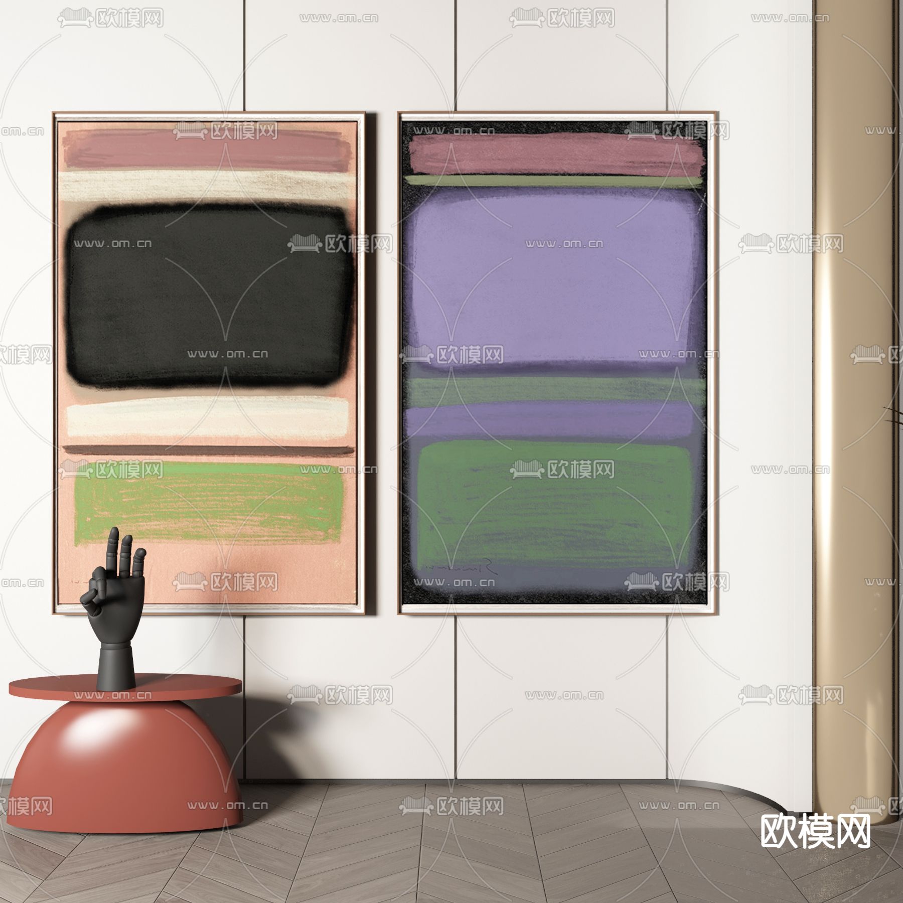 孟菲斯风抽象装饰画3d模型下载