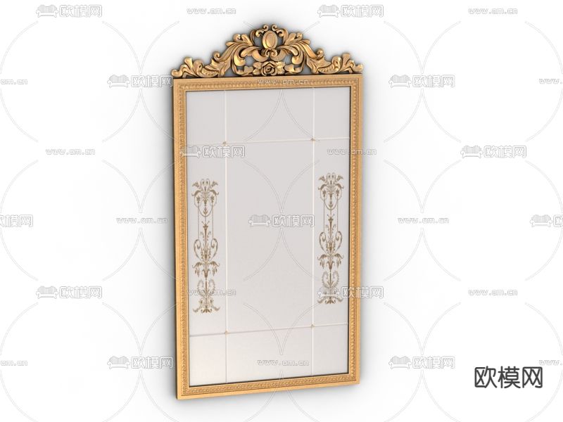 欧式古典铁艺雕花玻璃镜子免费3d模型下载