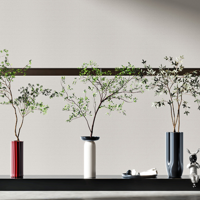  现代水生绿植花瓶su模型 