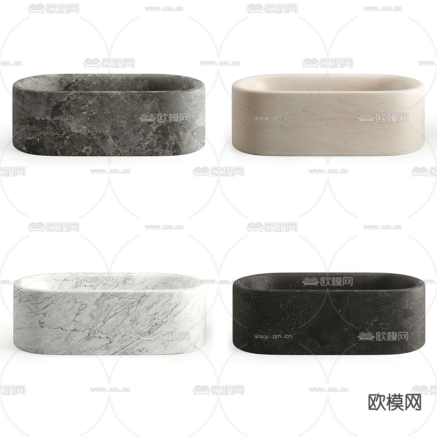 侘寂石材浴缸3d模型下载（渲染图1）