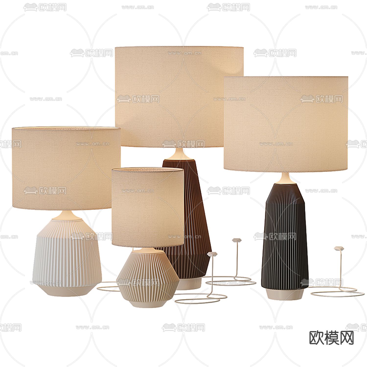 侘寂布艺台灯3d模型下载（渲染图1）