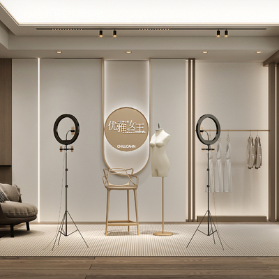  现代女装直播间su模型 