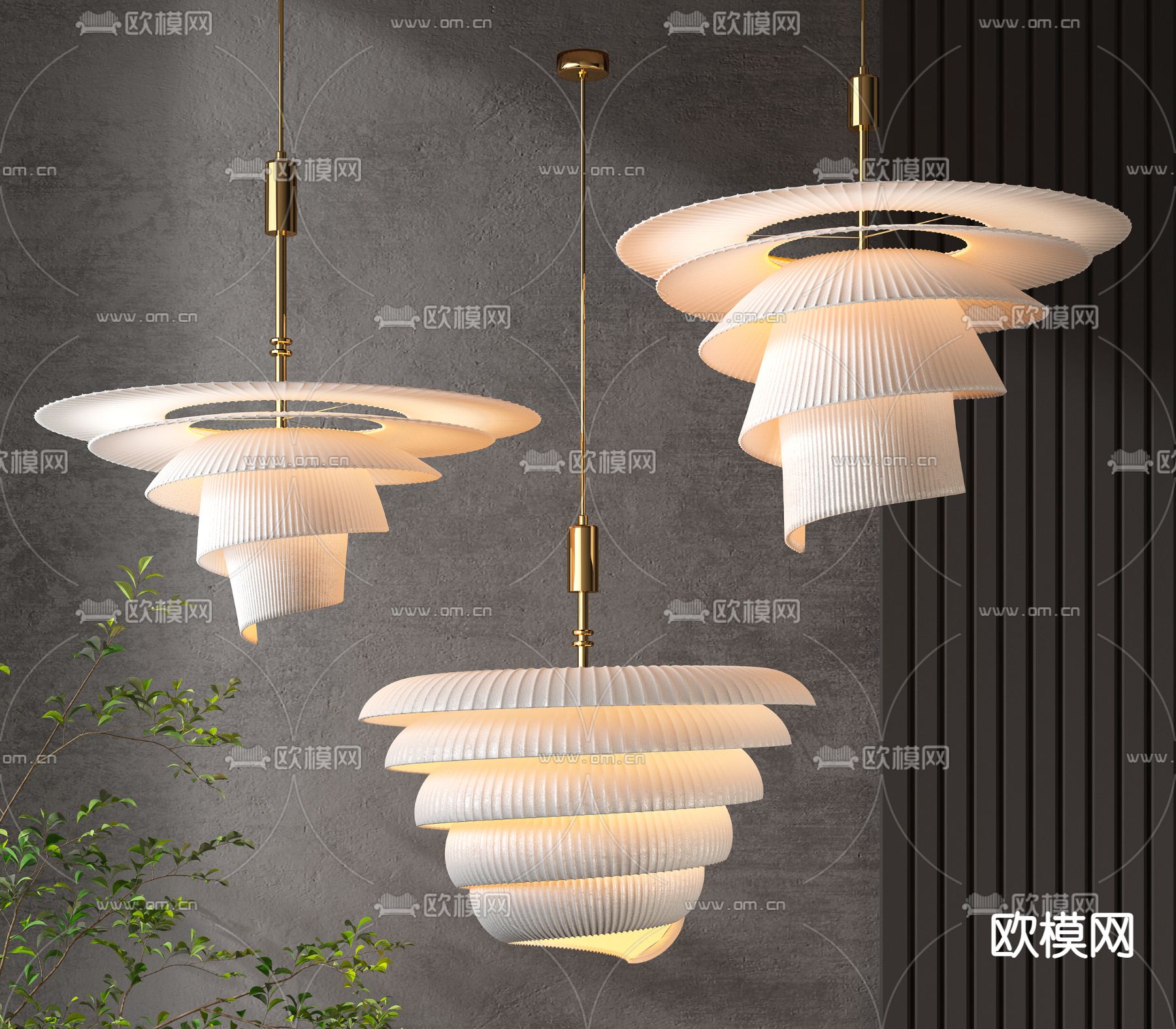 现代螺旋形艺术吊灯3d模型下载