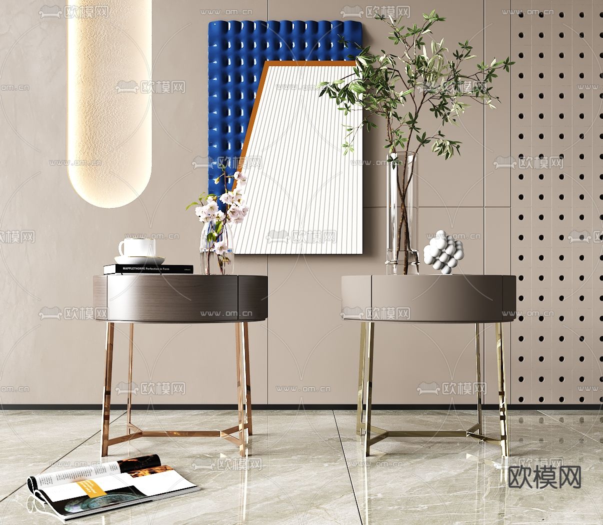 现代木质床头柜3d模型下载