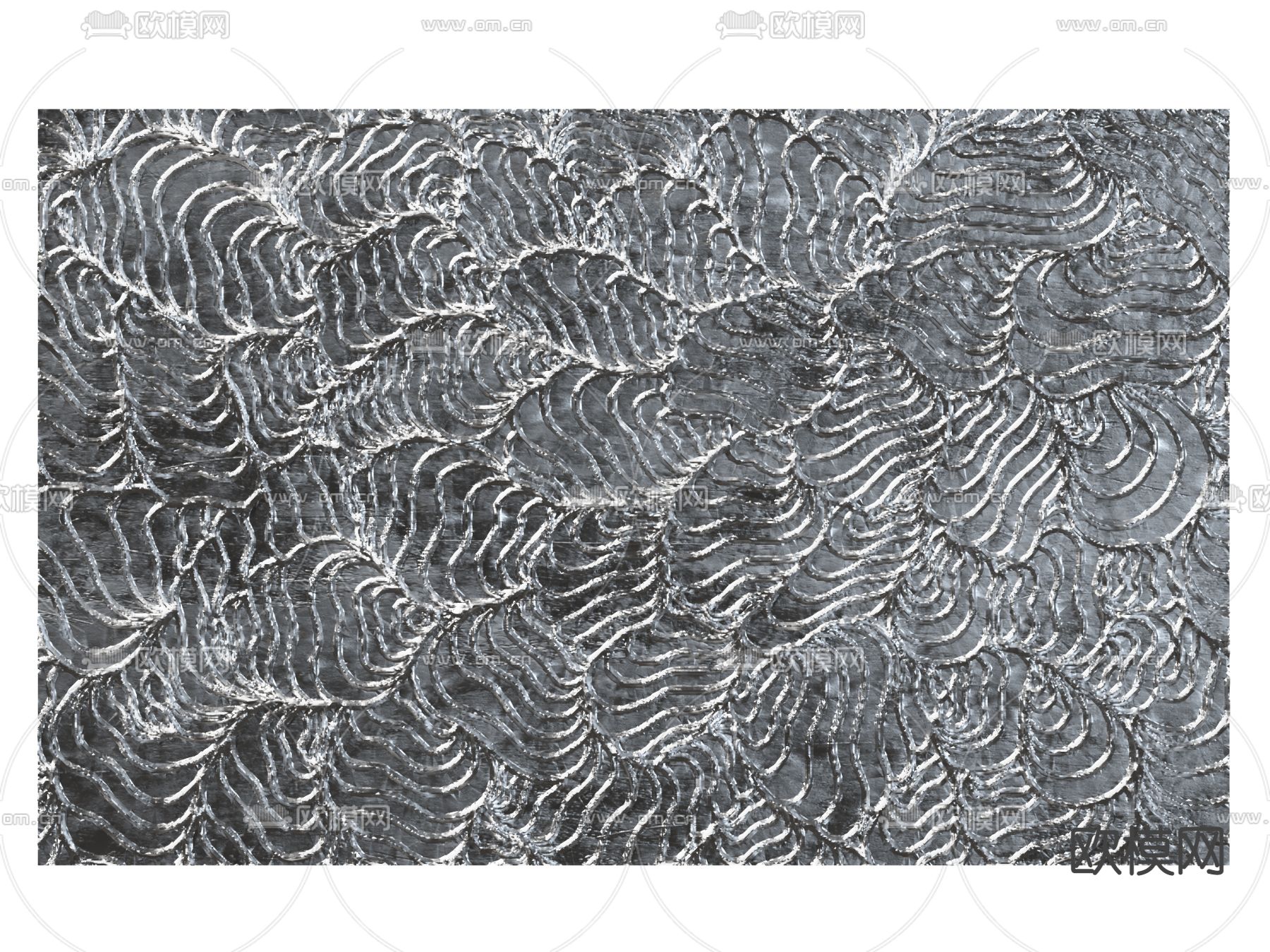 新中式浮雕花纹背景板3d模型下载