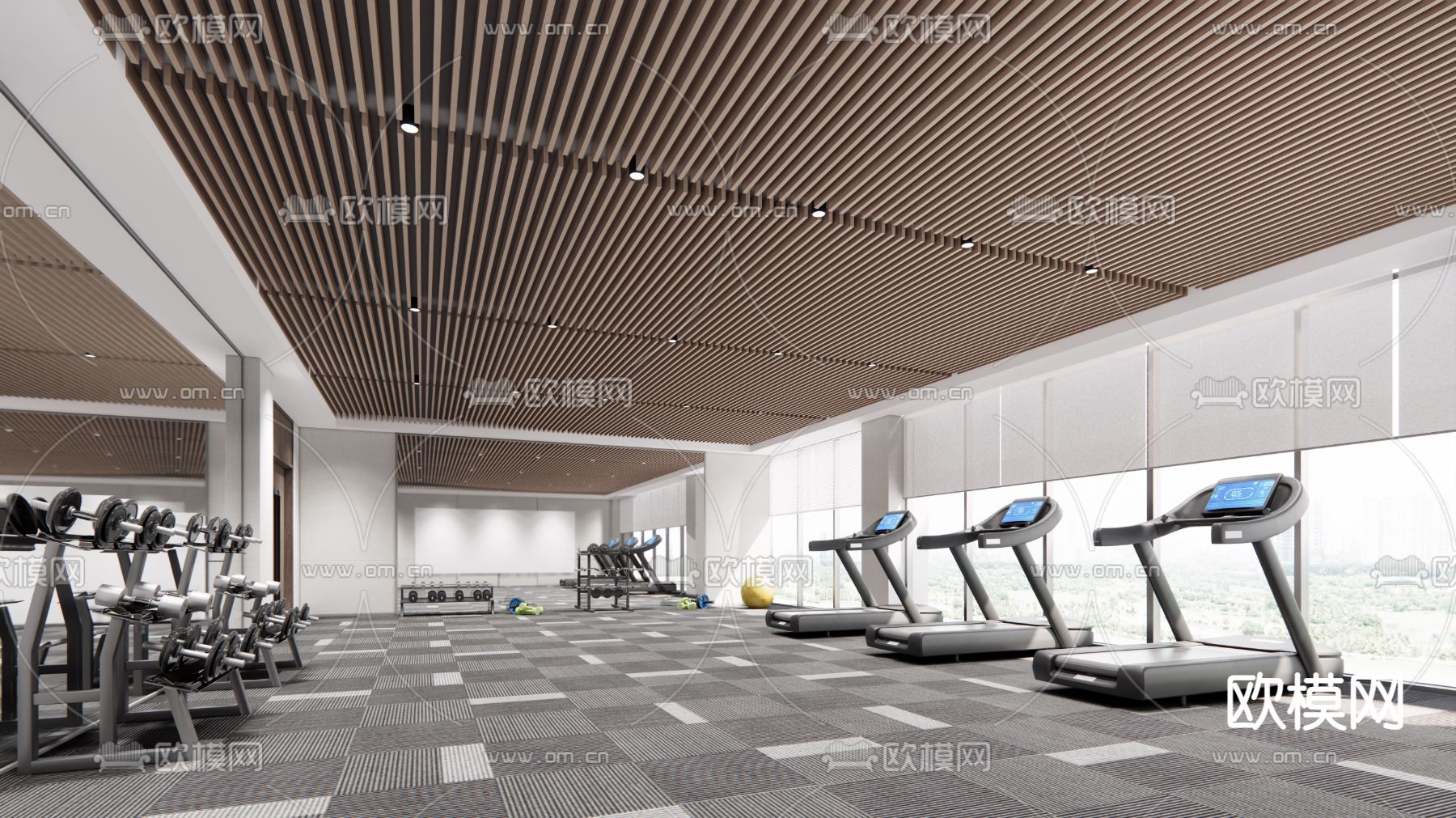 现代健身房su模型下载（渲染图1）