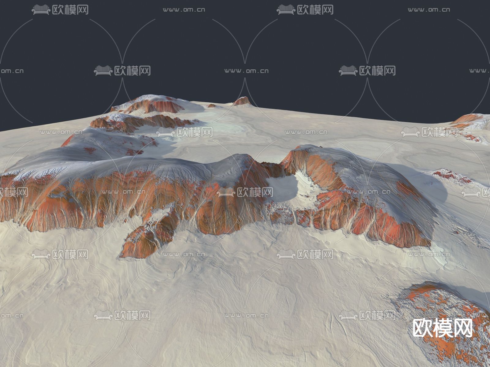 现代亚寒地沙漠地形地貌免费3d模型下载