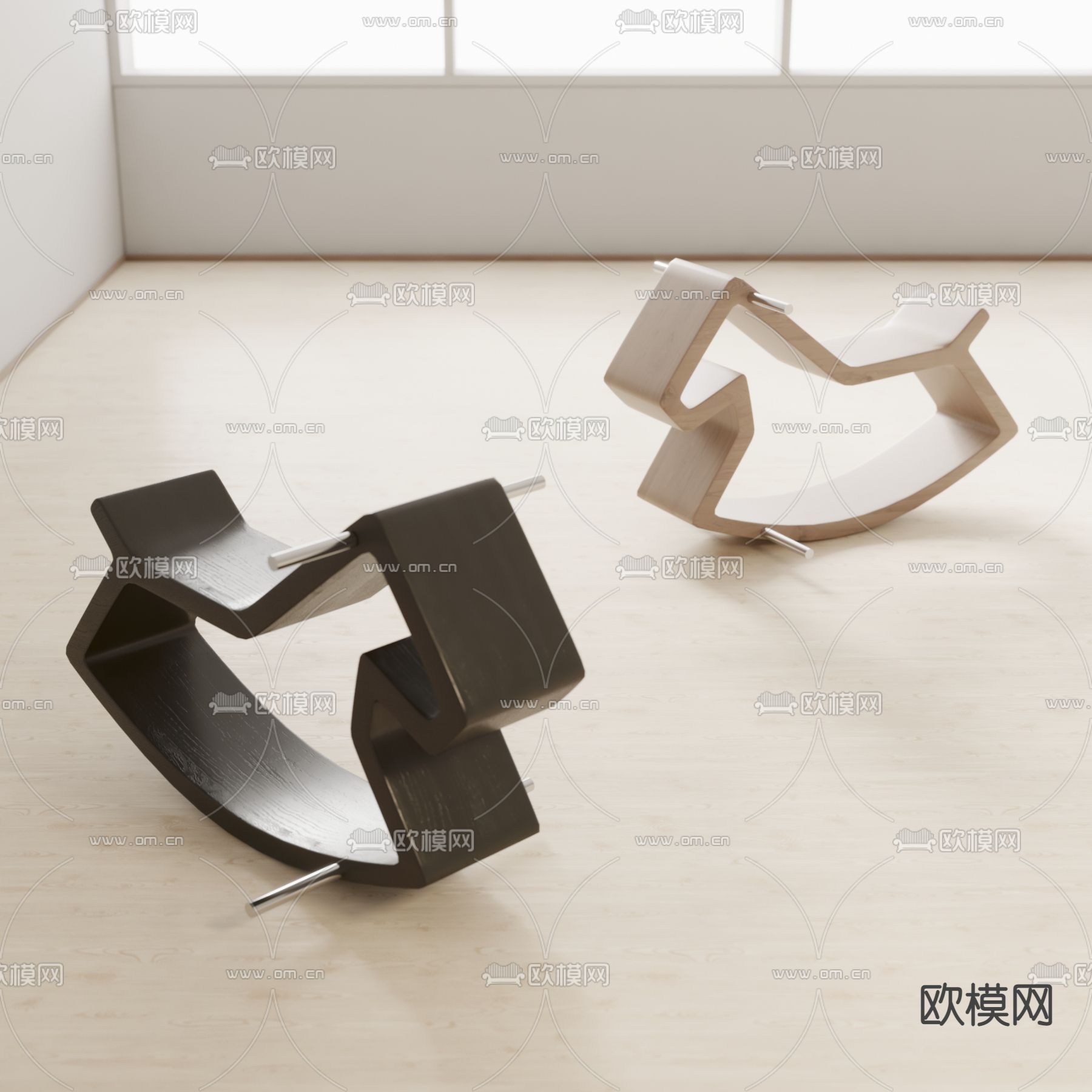 现代木马儿童椅su模型