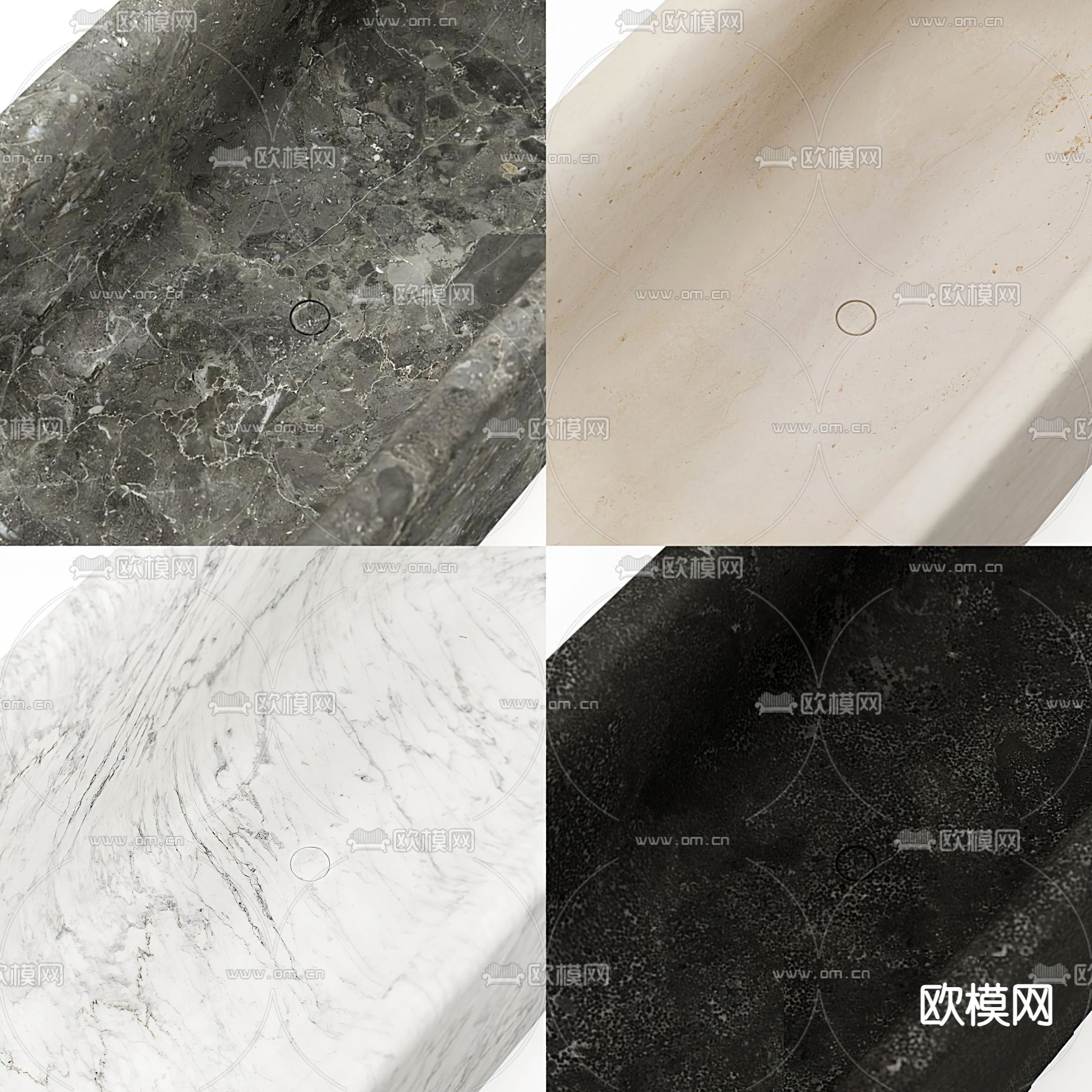 侘寂石材浴缸3d模型下载（渲染图2）