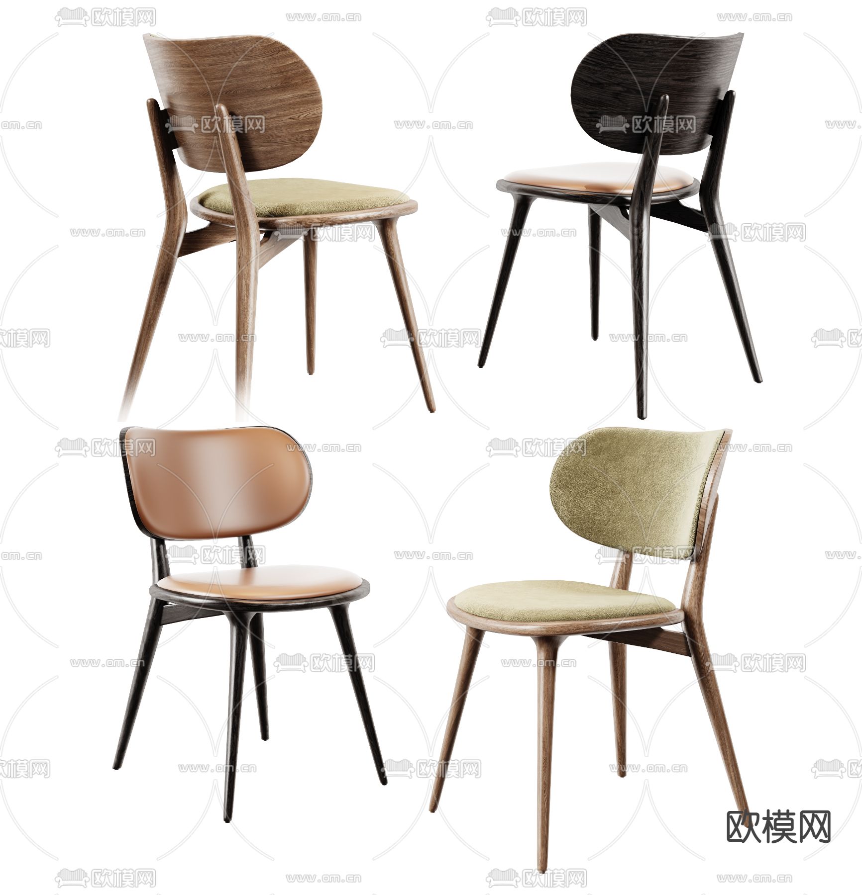 现代单椅餐椅su模型