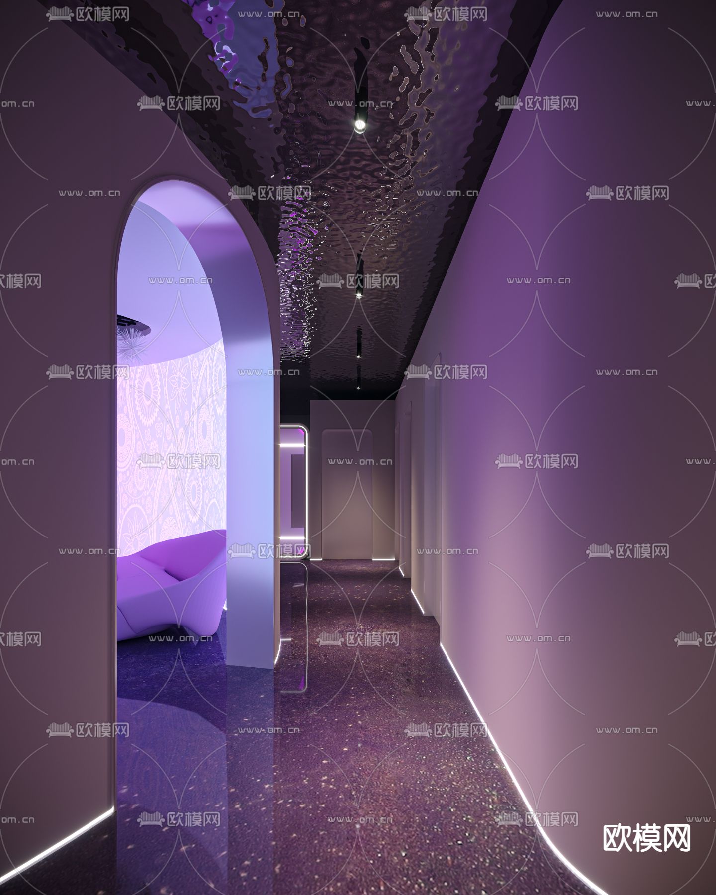 现代美容院门头外立面3d模型下载（渲染图3）