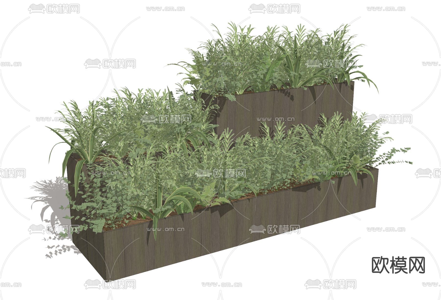 现代绿植花坛su模型下载（渲染图2）
