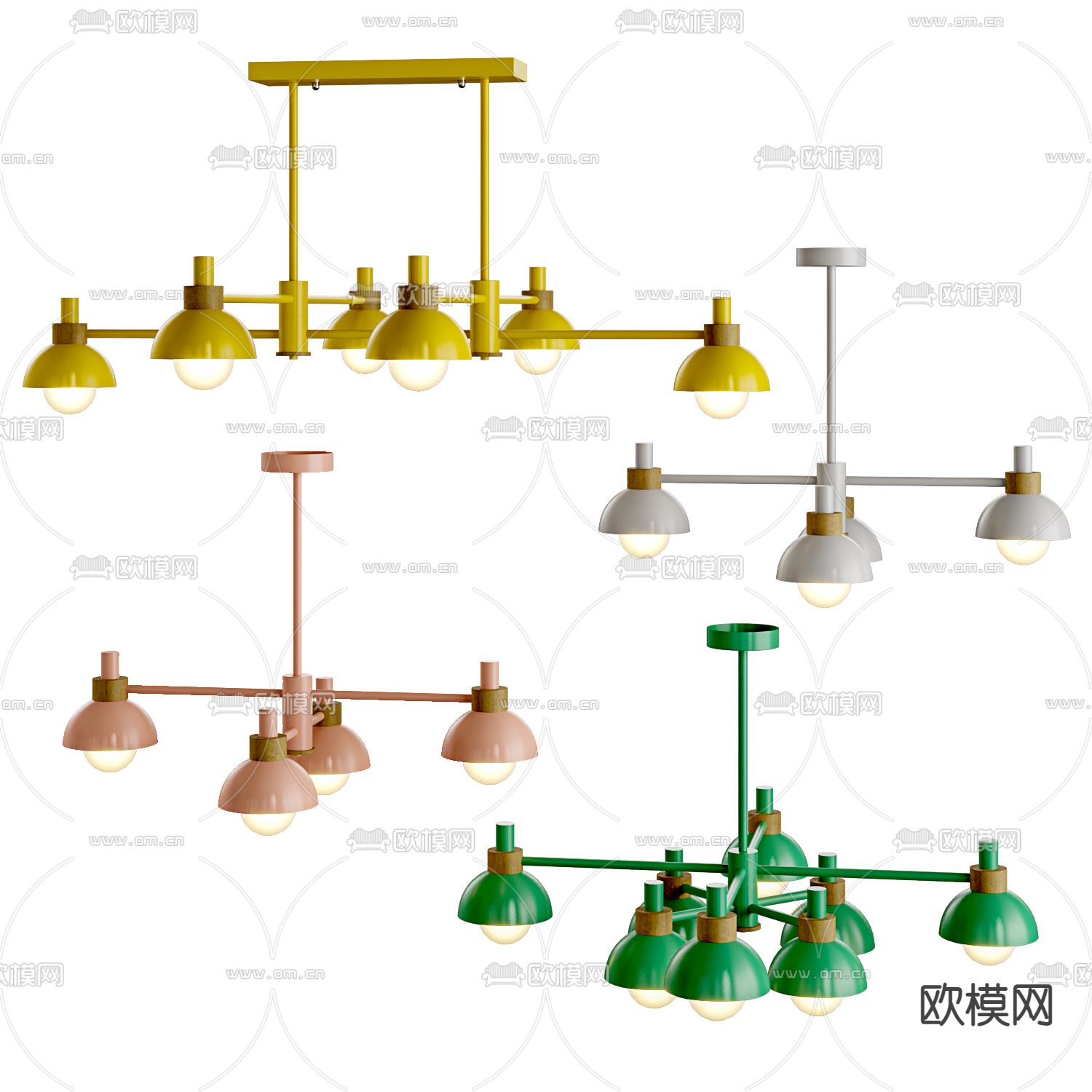 北欧多头吊灯su模型