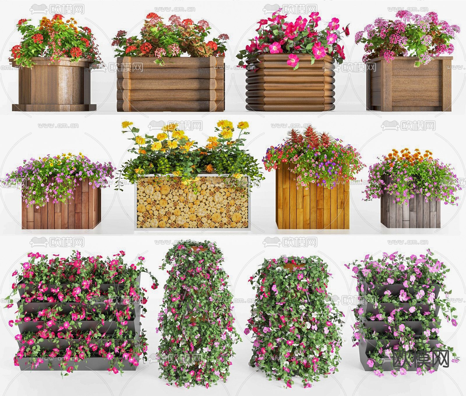 现代花池绿植盆栽su模型下载（渲染图2）