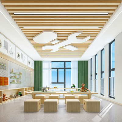  现代幼儿园手工教室su模型 