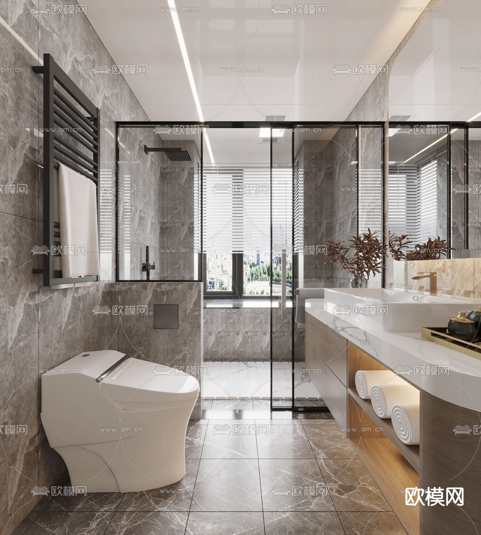 现代卫生间卫浴3d模型下载