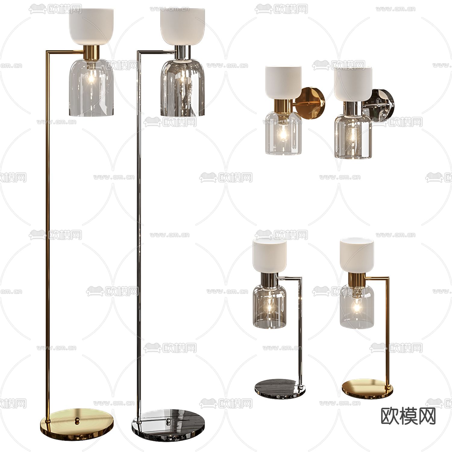 现代轻奢落地灯壁灯su模型下载（渲染图1）