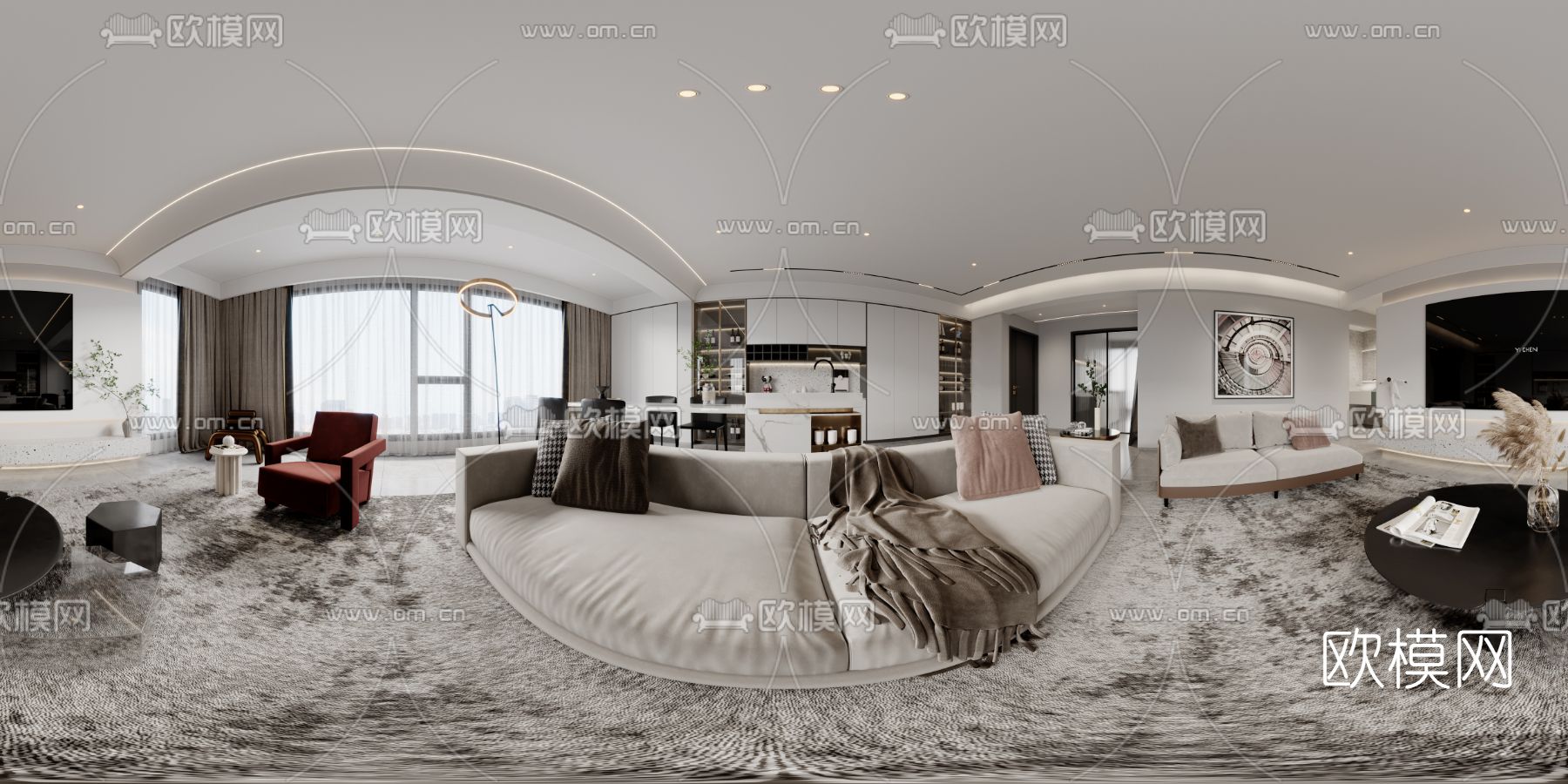 现代简约客餐厅cr全景3d模型