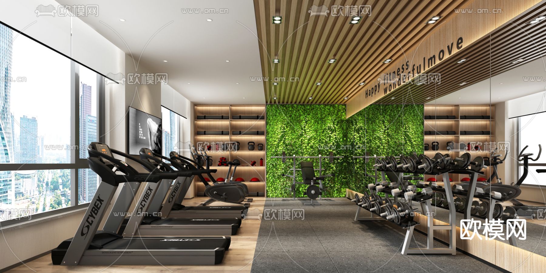现代健身房3d模型下载