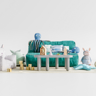  现代儿童沙发玩具桌su模型 
