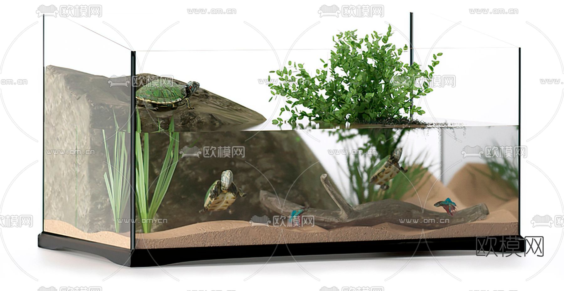 现代生态鱼缸3d模型下载