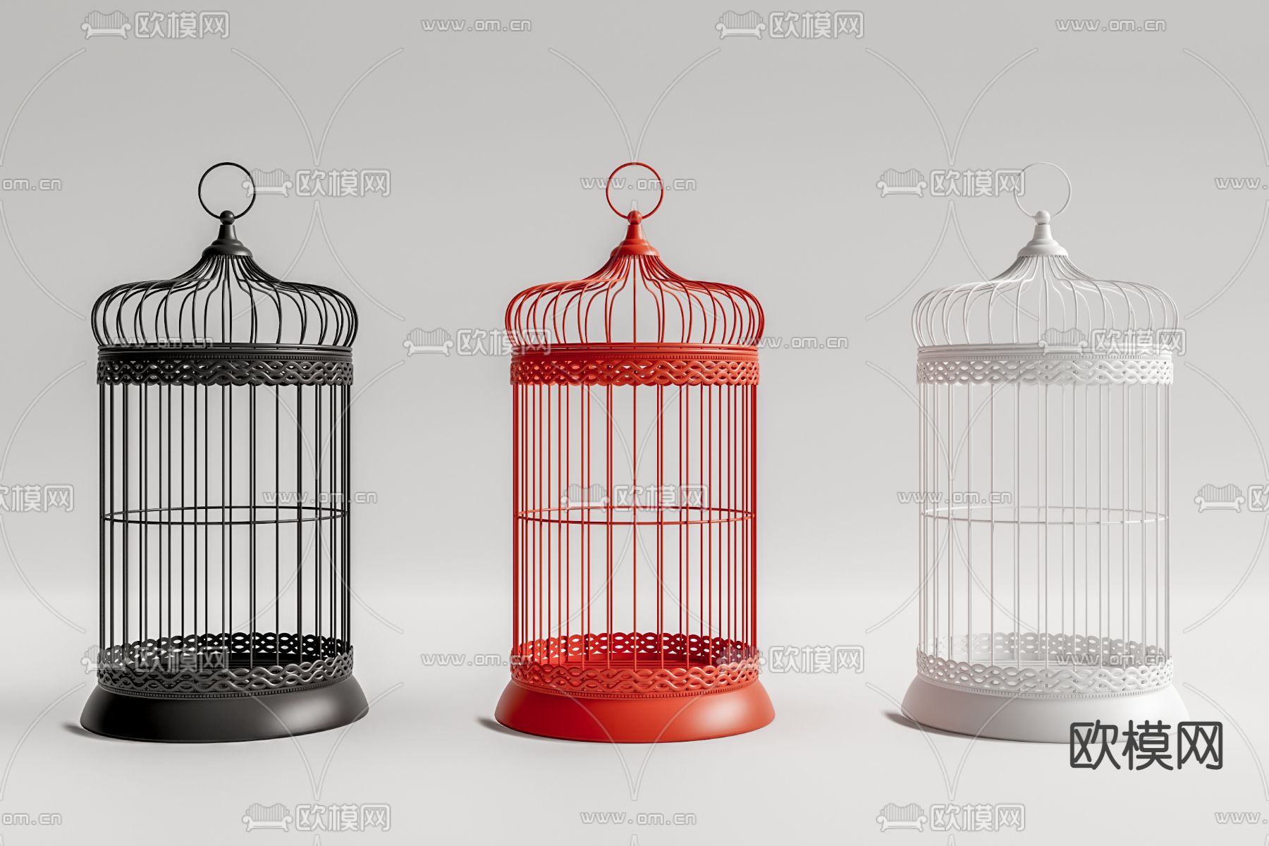 现代鸟笼饰品摆件su模型